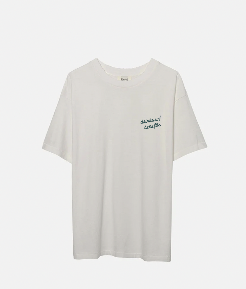 drinks w benefits oversized white tee